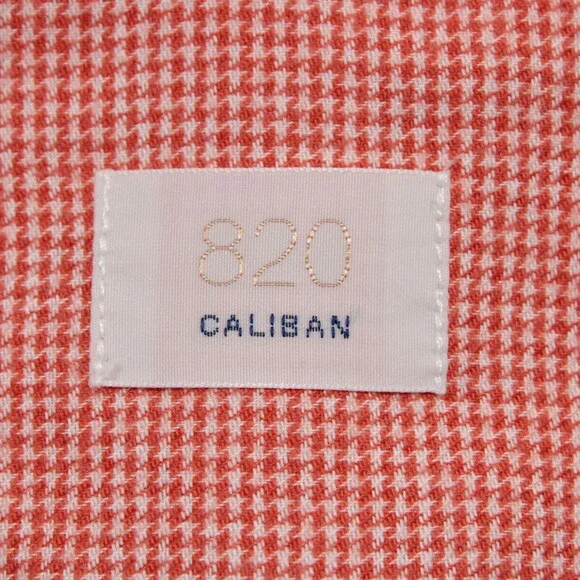 Caliban NWT Dress Shirt Size 40 15.75 Regular Fit in Orange Houndstooth Cotton